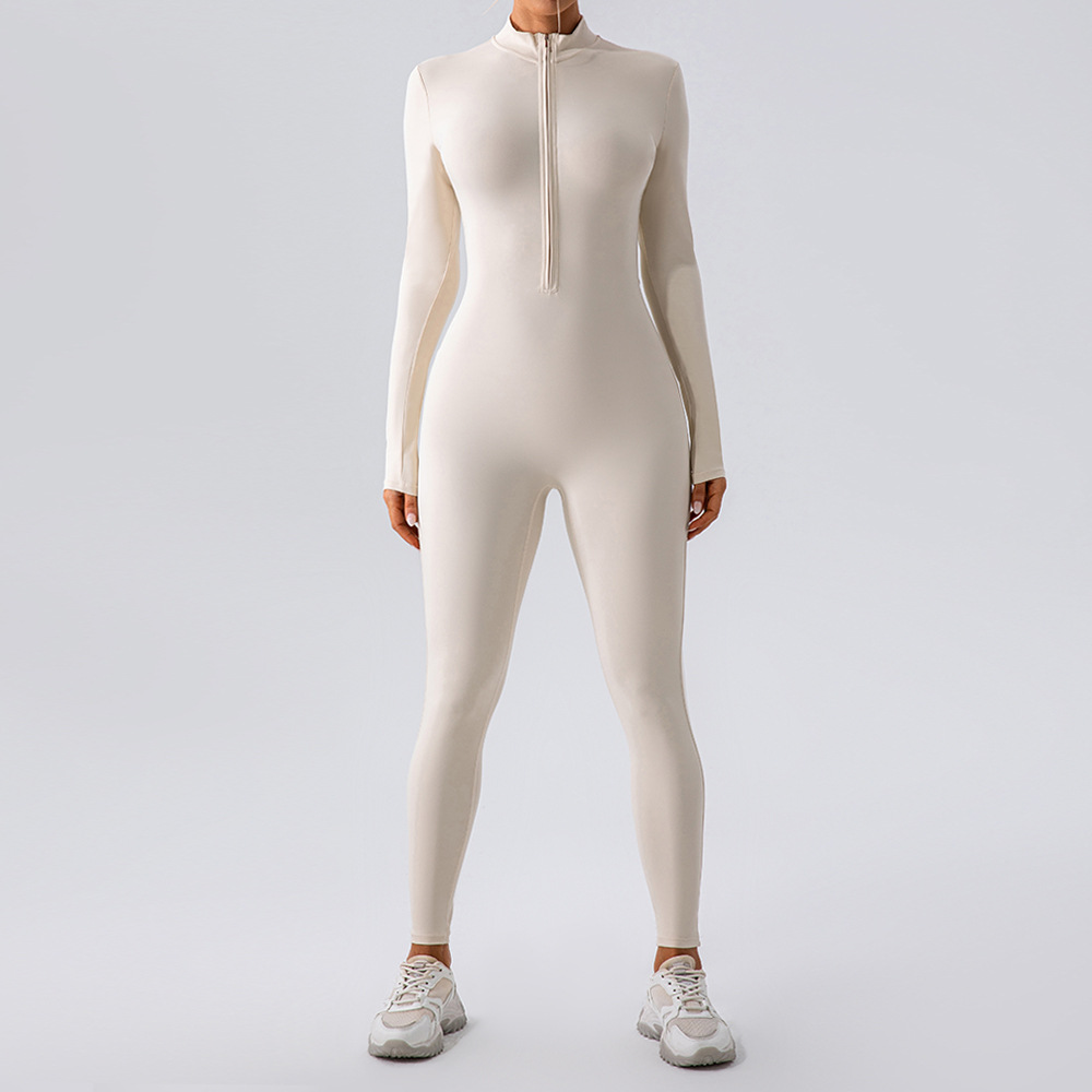 Black fleece-lined yoga jumpsuit with soft insulated lining and stretchy nylon fabric for fitness and yoga.