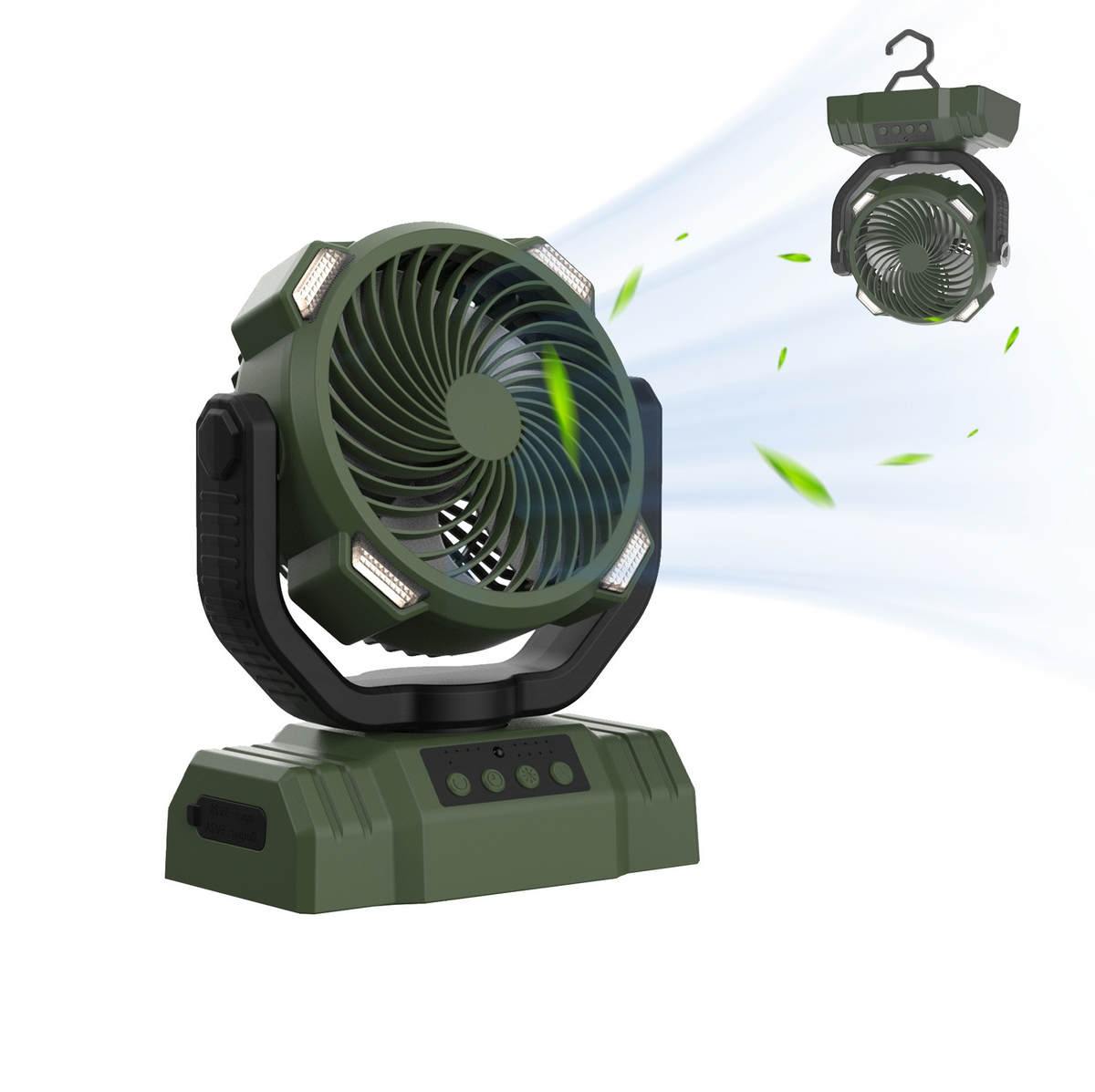Outdoor household power bank LED light camping fan with 3-speed adjustable modes and silent operation
