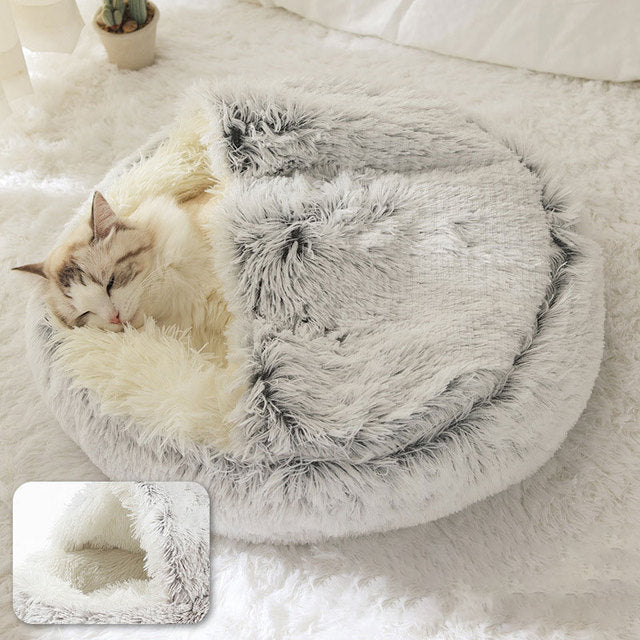 2-in-1 pet bed cozy for cats and small dogs