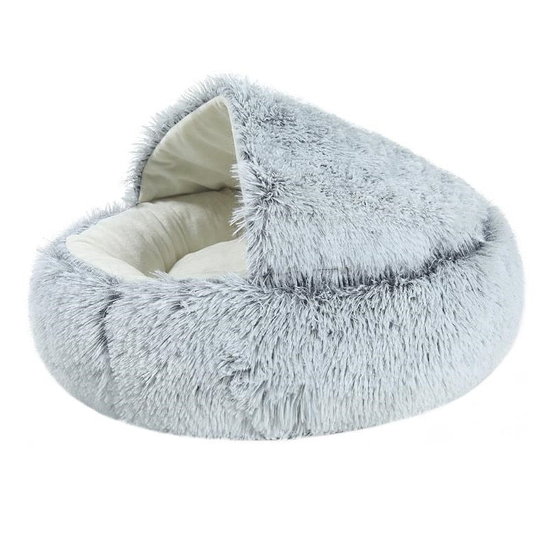 2-in-1 pet bed with raised rim for cats and small dogs