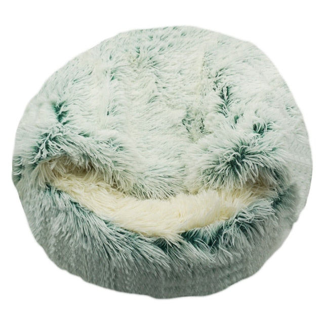 2-in-1 pet bed with raised rim for cats and small dogs