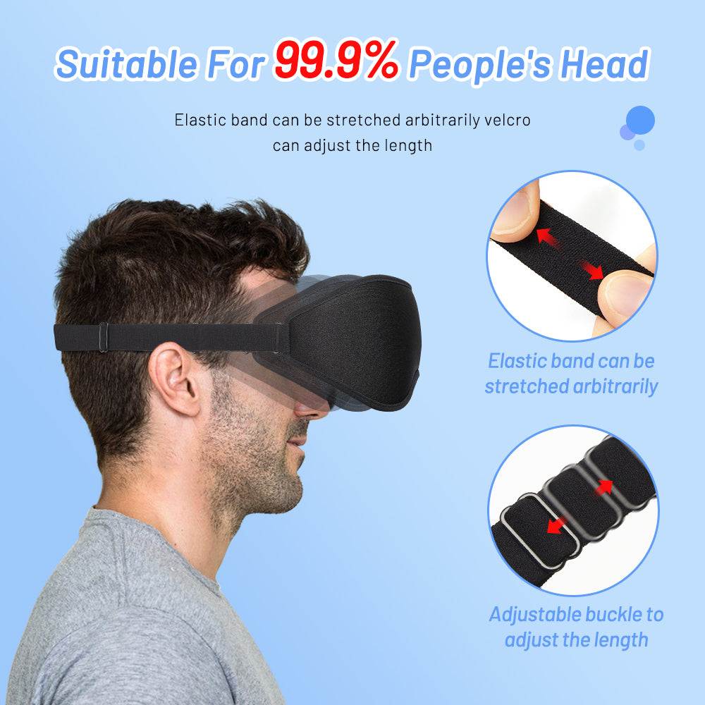 3D natural memory foam sleep mask in pink, black, and gray for comfortable, breathable eye coverage and personalized nighttime use