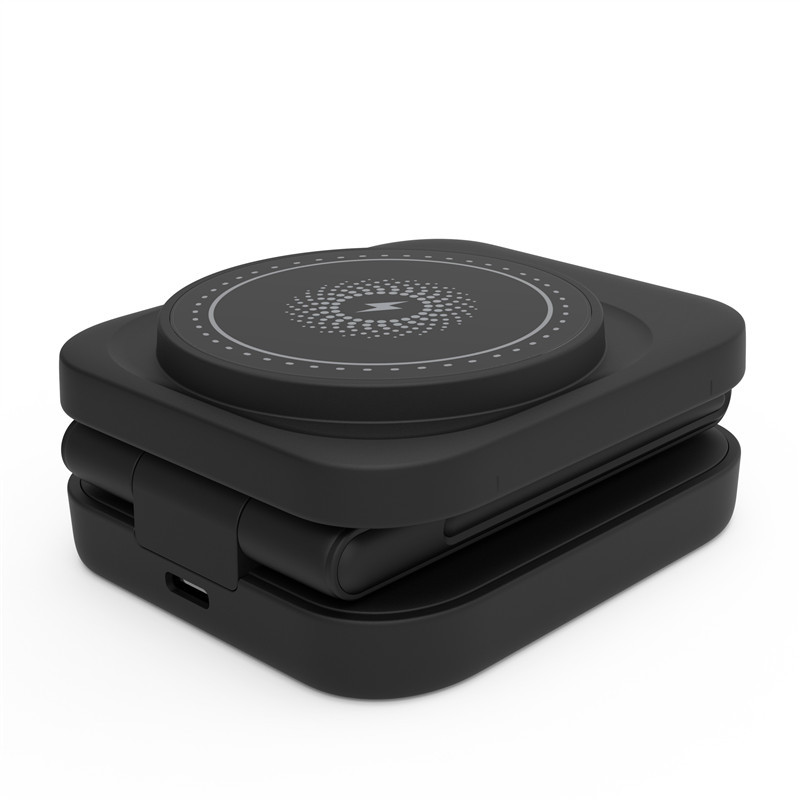 3 in 1 foldable wireless charger with magnetic alignment for iPhone, Apple Watch, and AirPods