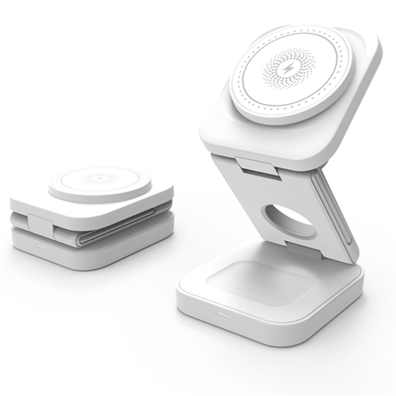 Foldable 3 in 1 wireless charger for iPhone, Apple Watch, and AirPods