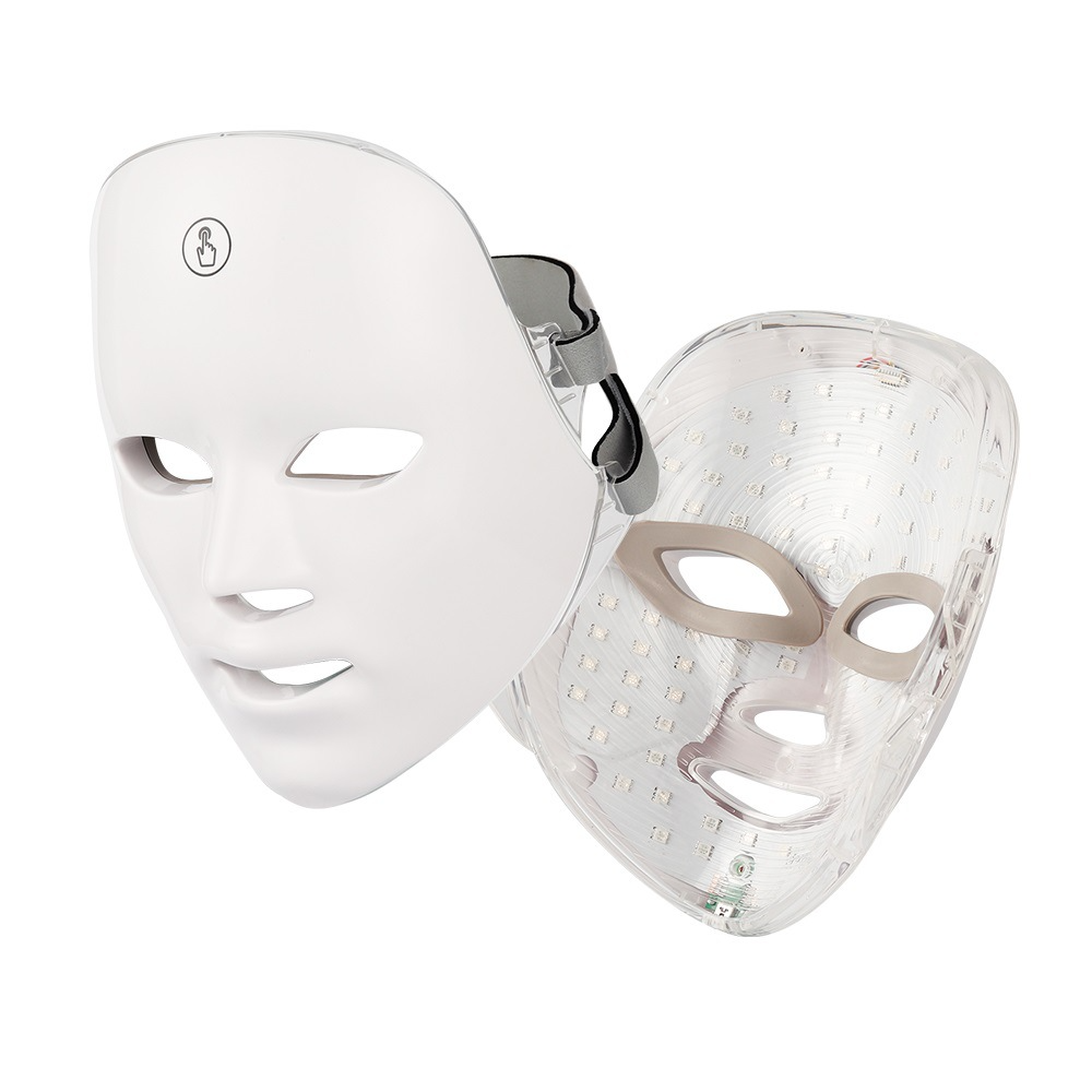 White LED therapy face mask for skin rejuvenation with USB cable and instructions