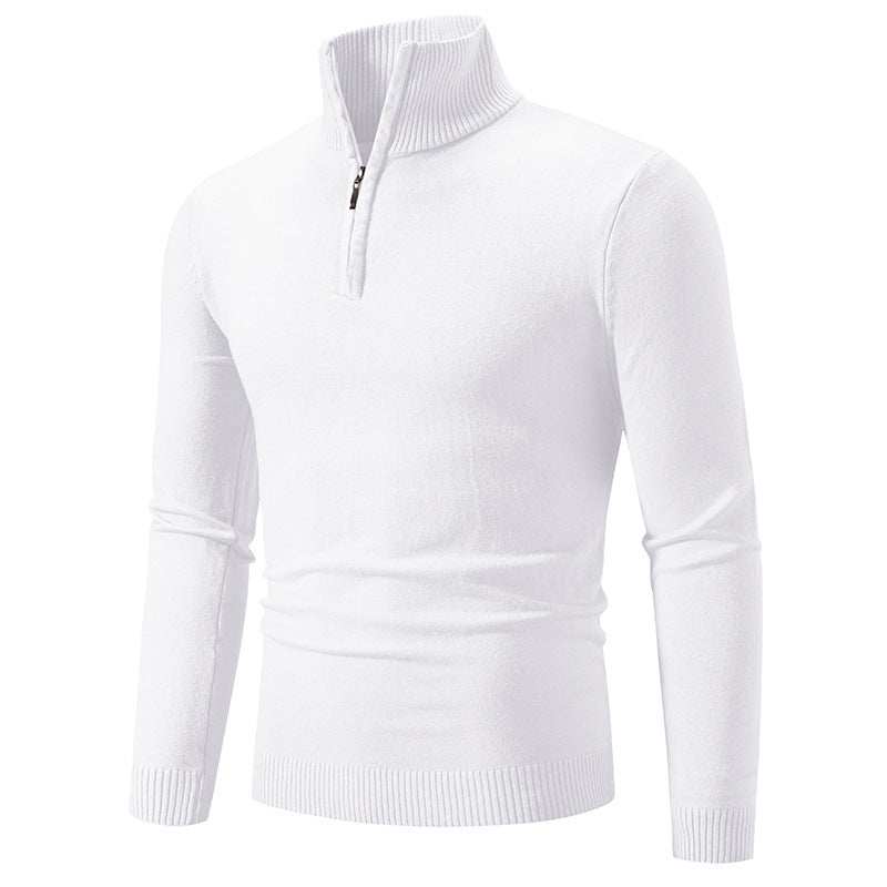 2023 Men's Plus Size Fleece Zip Mock Neck Sweater