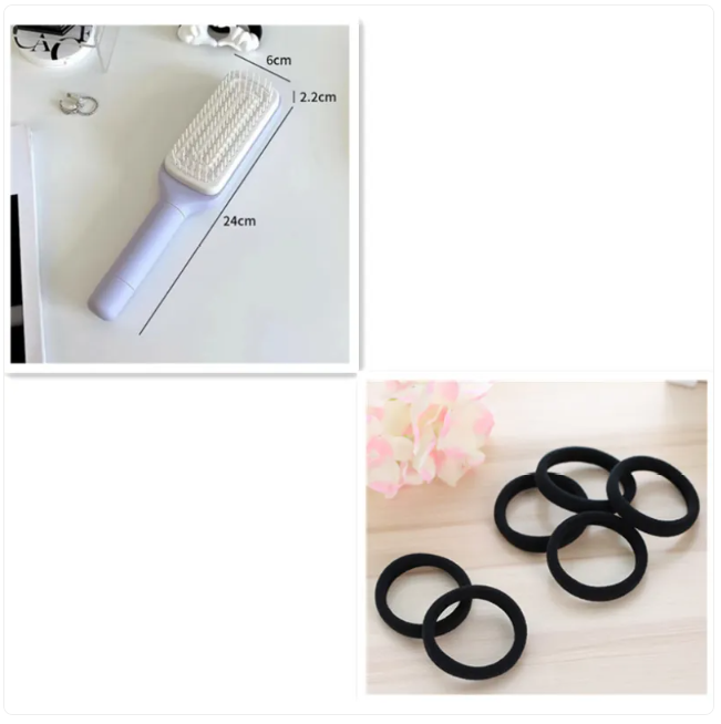 4 in 1 self cleaning anti static rotating hair brush