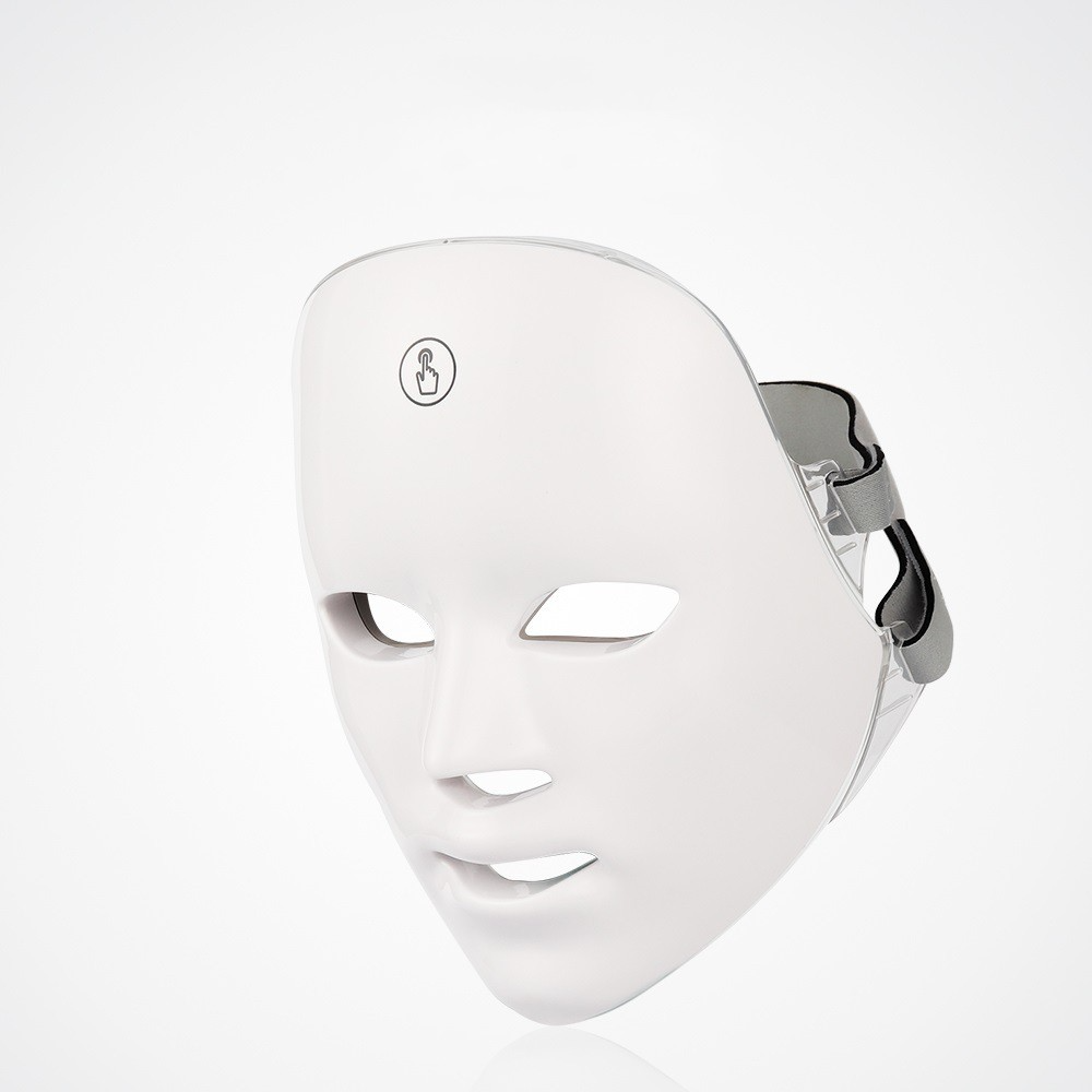 White LED therapy face mask for skin rejuvenation with USB cable and packaging box