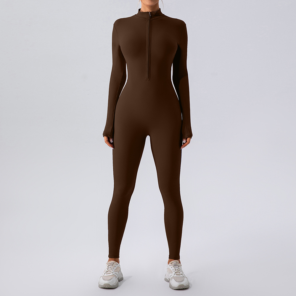 Black fleece-lined yoga jumpsuit for warm and flexible workouts