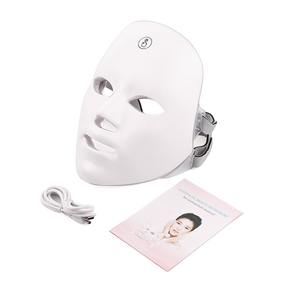White LED Therapy Face Mask for Skin Rejuvenation with USB Charging Cable