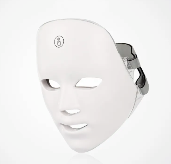White LED therapy face mask for skin rejuvenation with USB cable and instructions