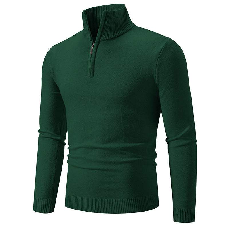 2023 Men's Plus Size Fleece Zip Mock Neck Sweater