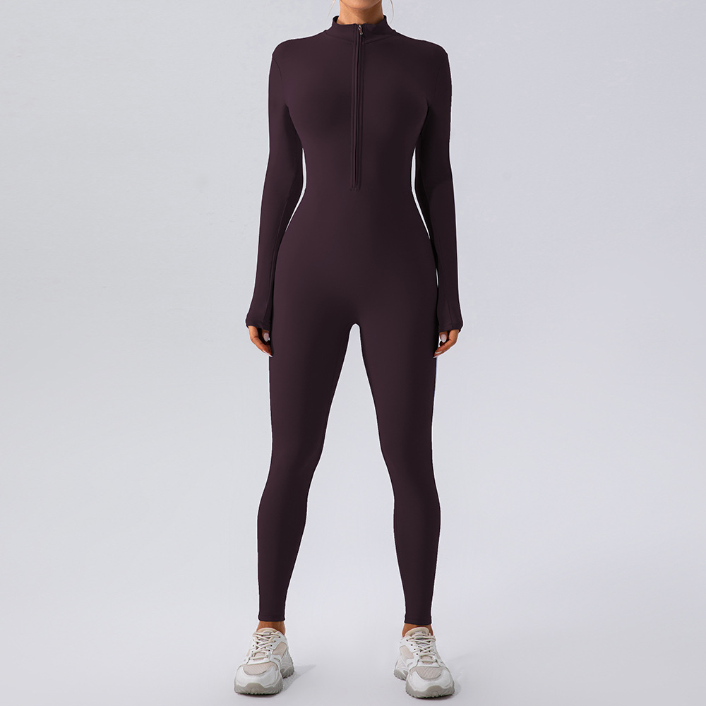 Black fleece-lined yoga jumpsuit for warm and flexible workouts