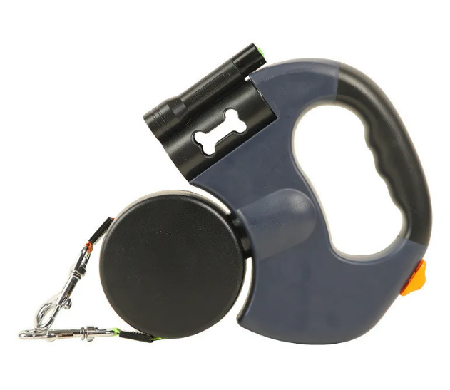 Automatic double dog leash with retractable dual lines for walking two dogs