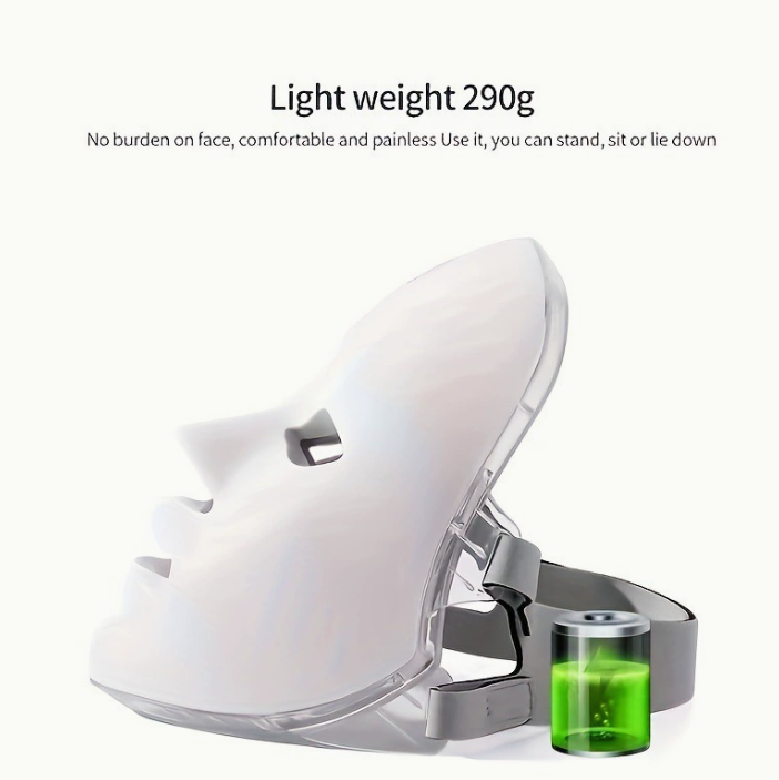 White LED Therapy Face Mask for Skin Rejuvenation with USB charging cable and instructions