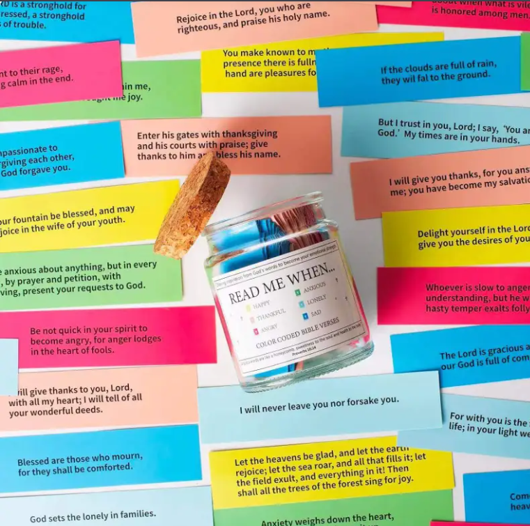 Bible verses in a jar with inspirational scripture cards
