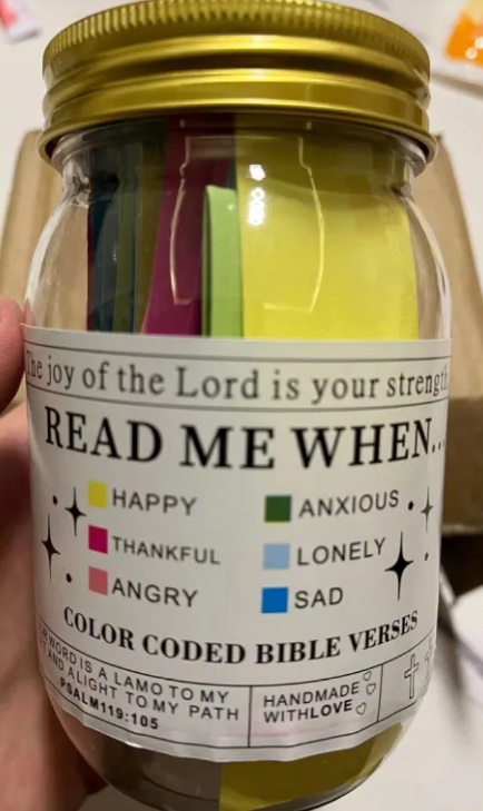 jar of inspiring bible verses on cards for daily encouragement