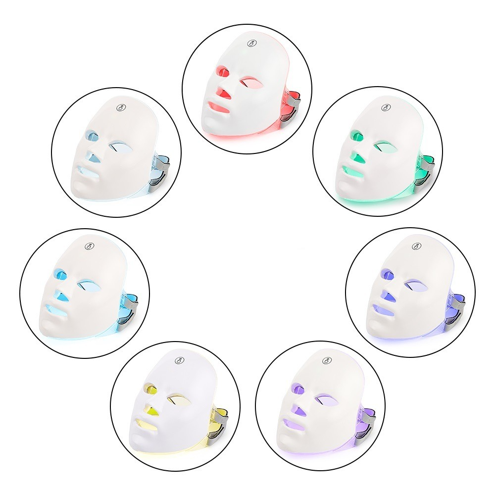 White LED therapy face mask for skin rejuvenation with USB cable and packaging box