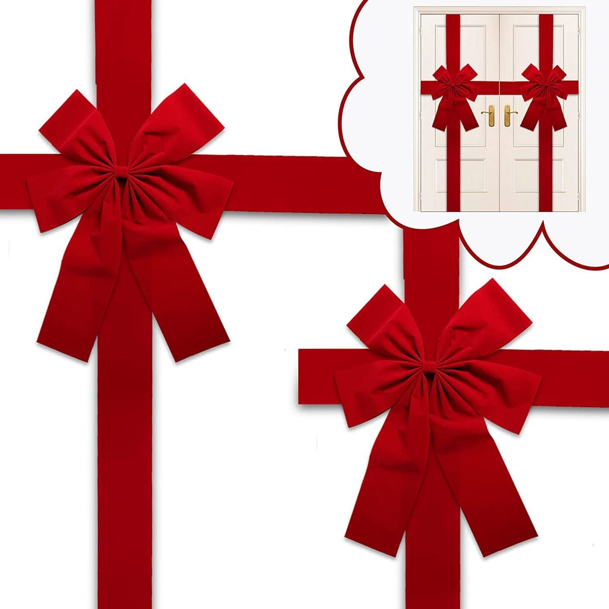 Red cloth Christmas door hanging bow ribbon for holiday decor