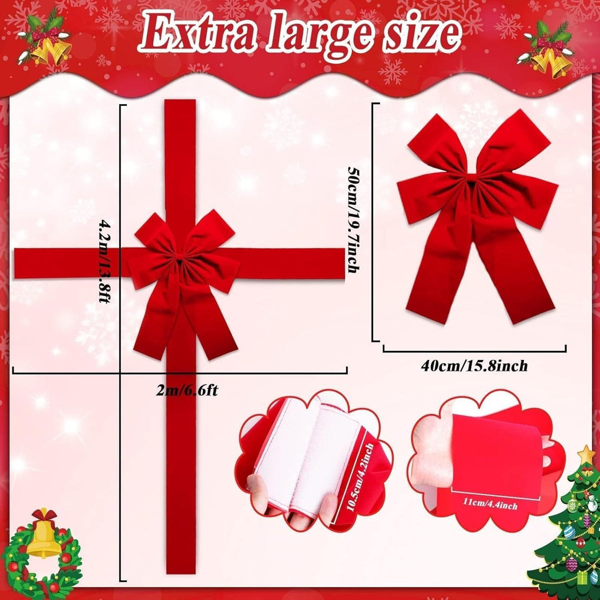 red cloth Christmas door hanging bow ribbon