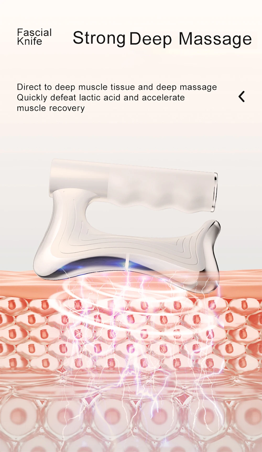 Electric deep tissue massage blade with heating and vibration for muscle relief