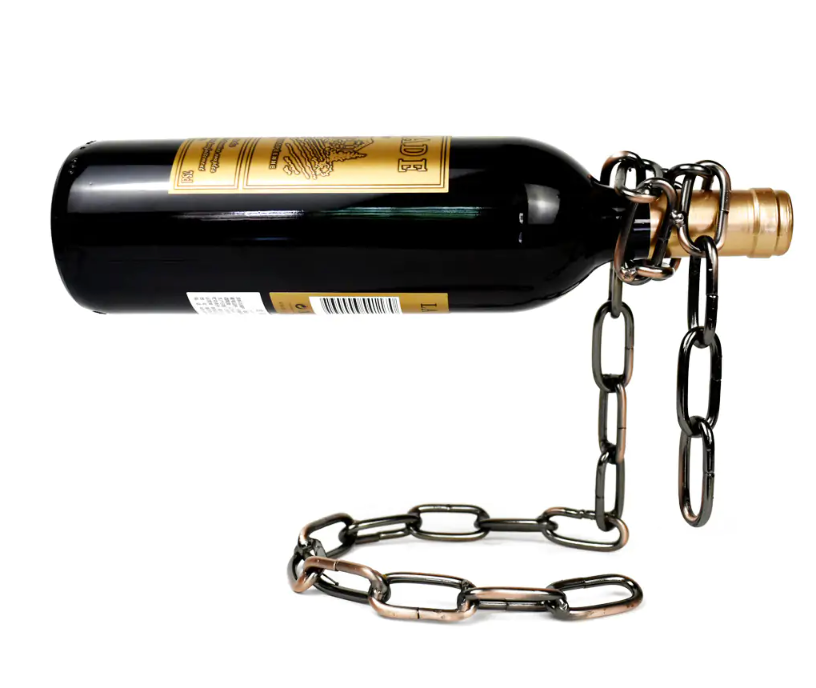 stylish magic iron chain wine bottle holder suspending wine bottle