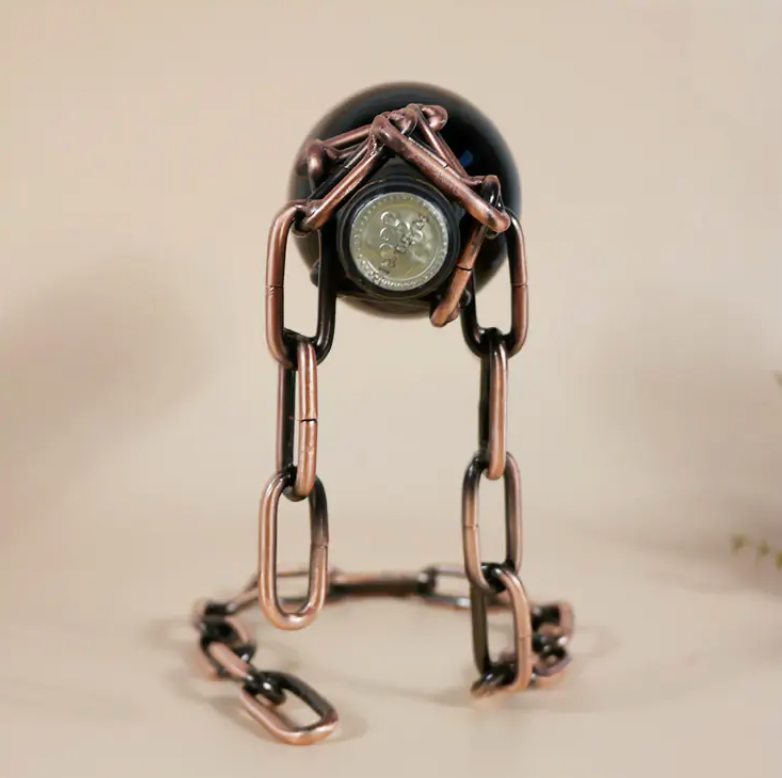 Magic iron chain wine bottle holder suspending bottle