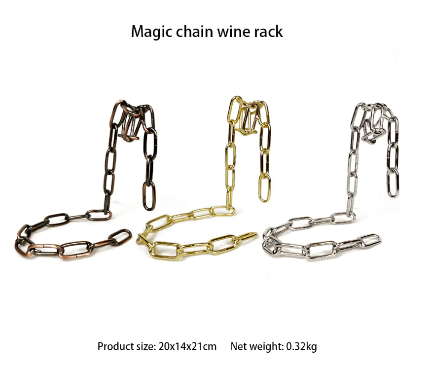Magic iron chain wine bottle holder suspending bottle in stylish metal design