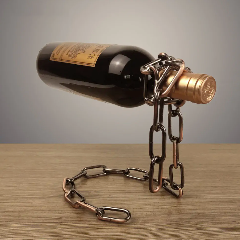 Magic iron chain wine bottle holder suspending bottle