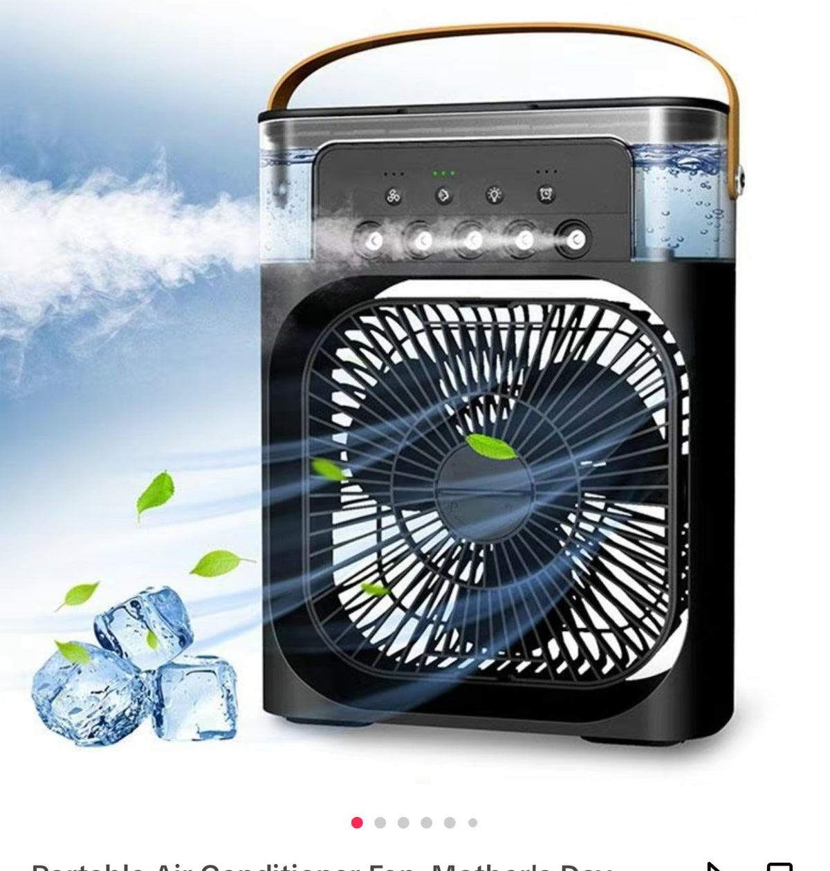 Portable 3-in-1 air cooler fan with LED lights and humidifier