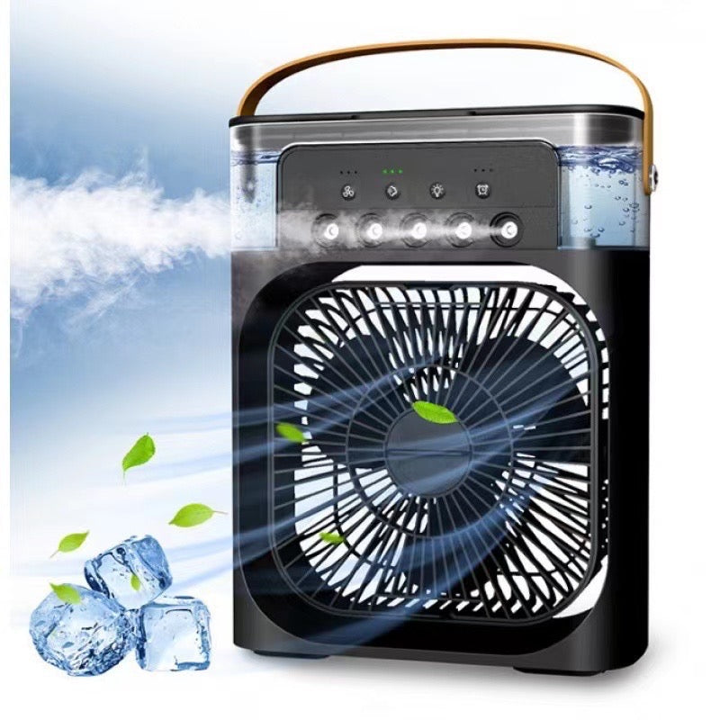 portable 3-in-1 air cooler fan with humidifier and LED lights