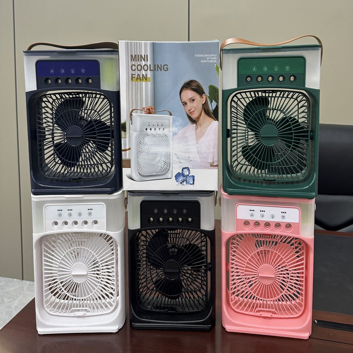 Portable 3-in-1 air cooler fan with LED lights and USB power