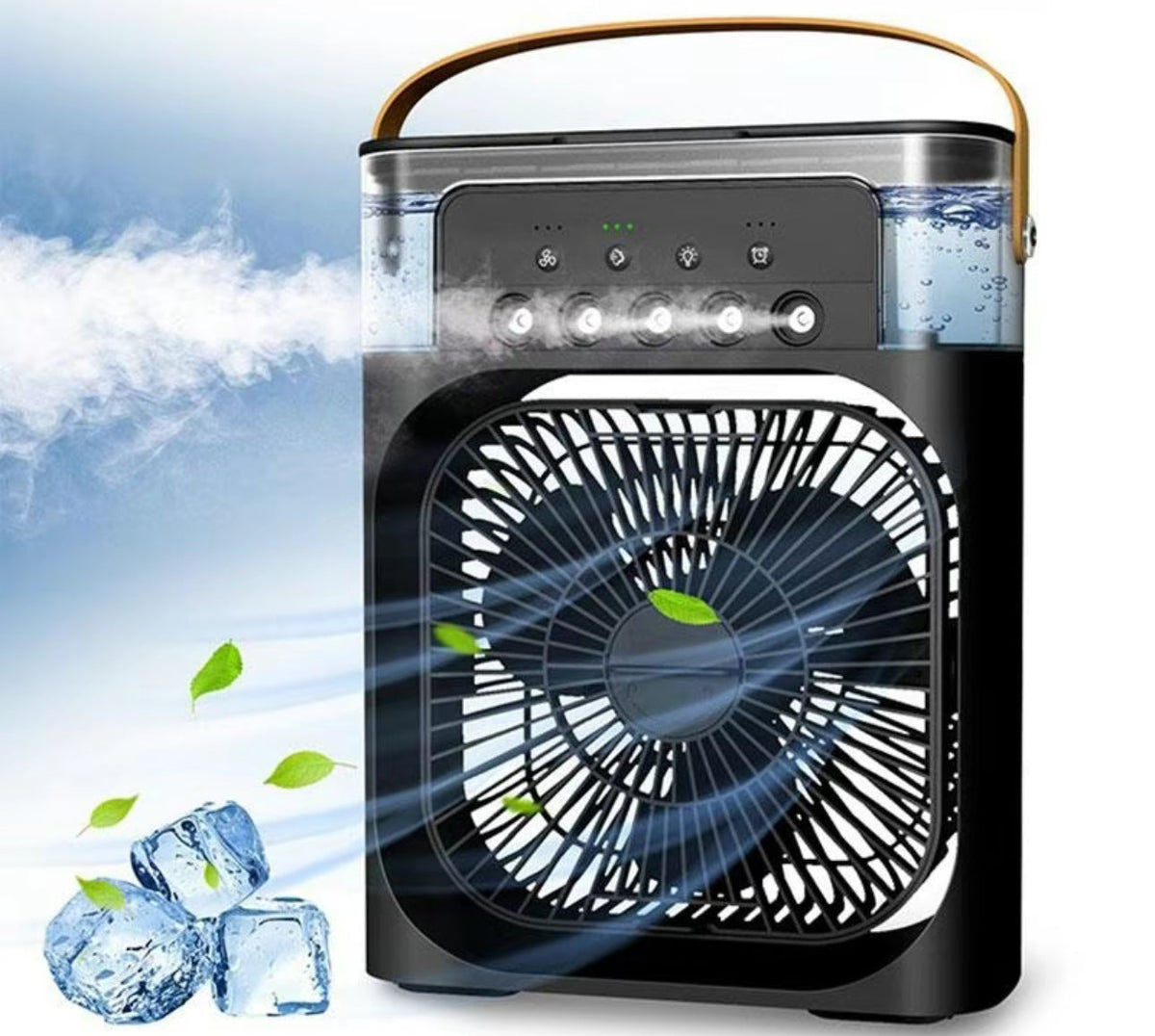 Portable 3-in-1 air cooler fan with LED night light and humidifier