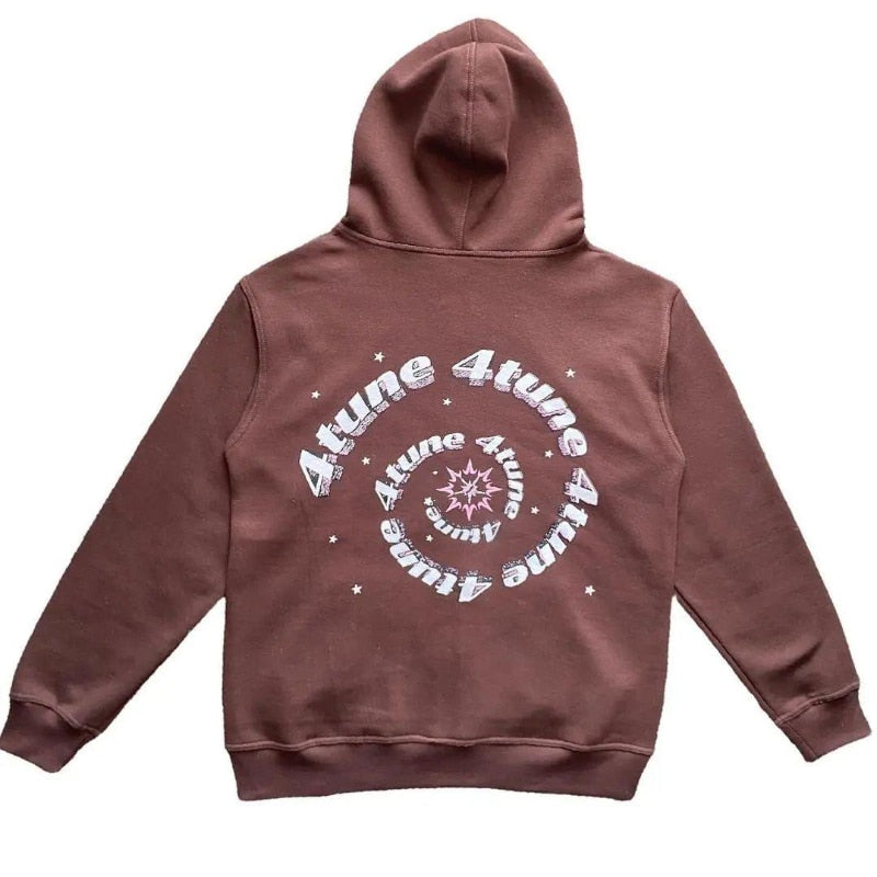 cozy star printed zip up hoodie with relaxed fit