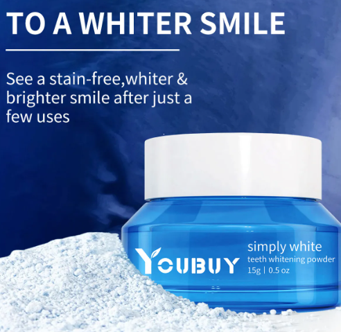 Teeth whitening brightening powder for stain removal and smile enhancement