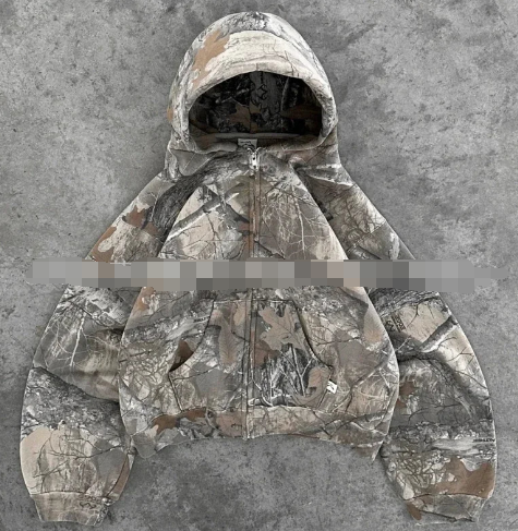 Urban camo oversized hoodie with adjustable hood for streetwear style
