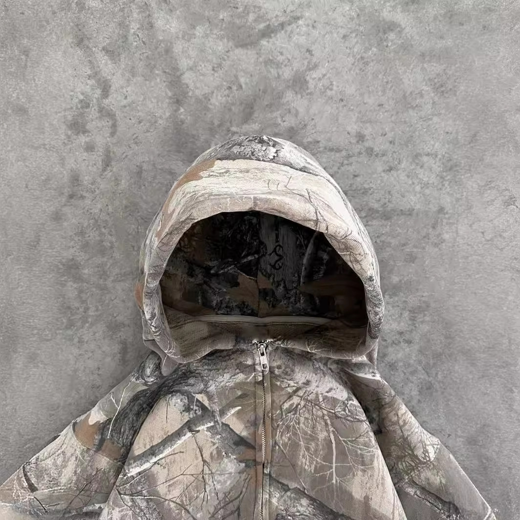 Urban camo oversized unisex hoodie with adjustable hood