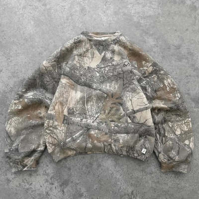 Urban camo unisex oversized retro hoodie with adjustable hood