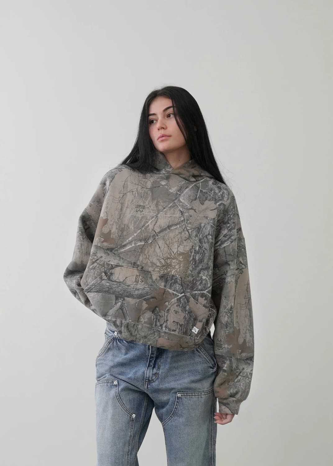 urban camo unisex oversized retro hoodie with adjustable hood
