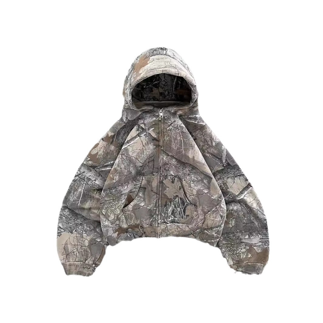 Unisex oversized urban camo hoodie with adjustable hood