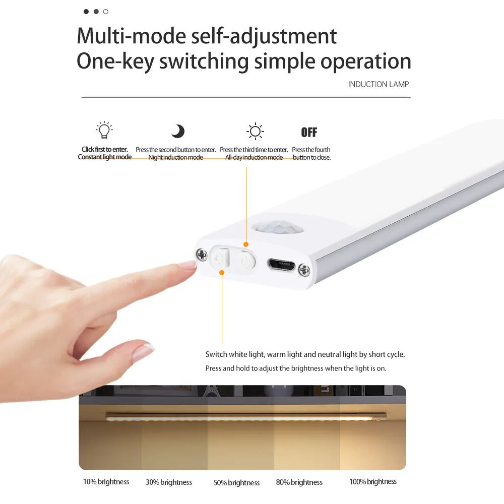 wireless motion sensor light brightening dark hallway